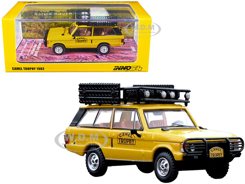 Land Rover Range Rover Classic Camel Trophy 1982 Yellow Roof Rack Tool Box 4 Oil Container Accessories 1/64 Diecast Model Car Inno Models IN64-RRC-CT82