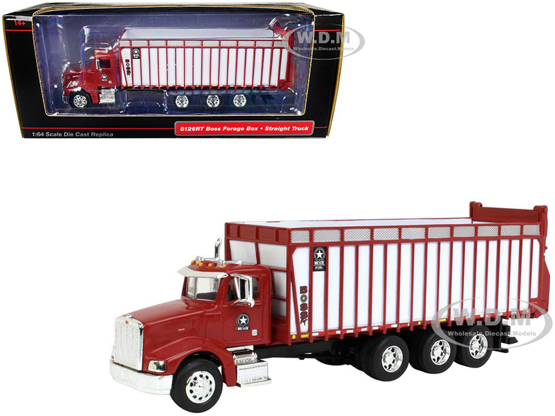 Peterbilt Truck Red Meyer Manufacturing 8126RT Boss Forage Box 1/64 Diecast Model SpecCast MEY002