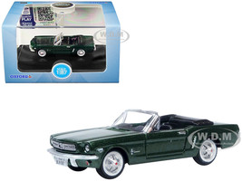 1965 Ford Mustang Convertible Ivy Green Metallic 1/87 HO Scale Diecast Model Car Oxford Diecast 87MU65006