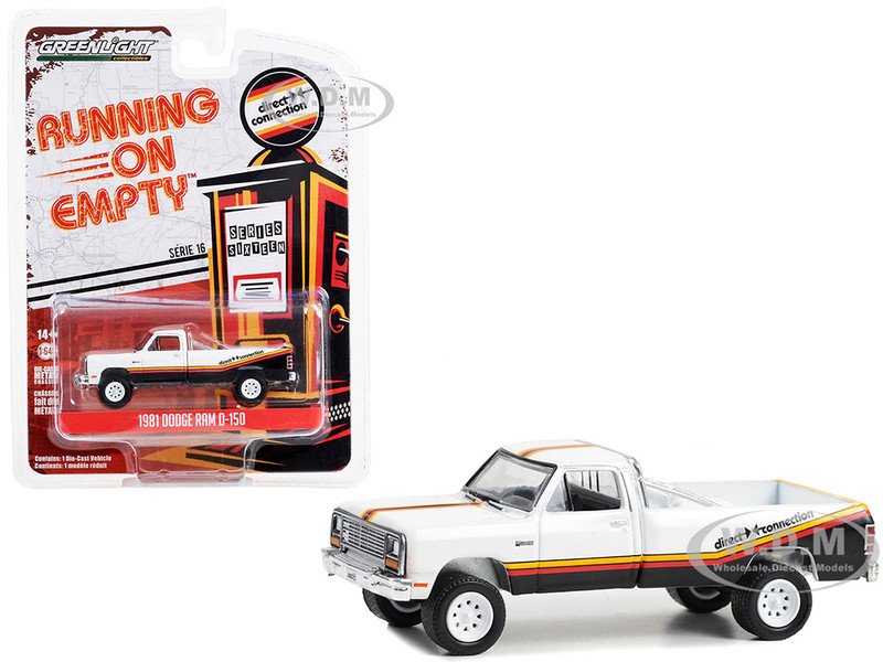 1981 Dodge Ram D 150 Pickup Truck White with Stripes Mopar Direct Connection Running on Empty Series 16 1/64 Diecast Model Car Greenlight 41160C