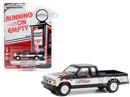 1990 GMC S 15 Sierra Pickup Truck Black and White with Flames Flowtech Exhaust Running on Empty Series 16 1/64 Diecast Model Car Greenlight 41160D