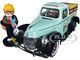 1940 Ford Pickup Truck Property Management Light Green Graphics Mr. Monopoly Construction Resin Figure Monopoly 1/18 Diecast Model Car Auto World AWSS138