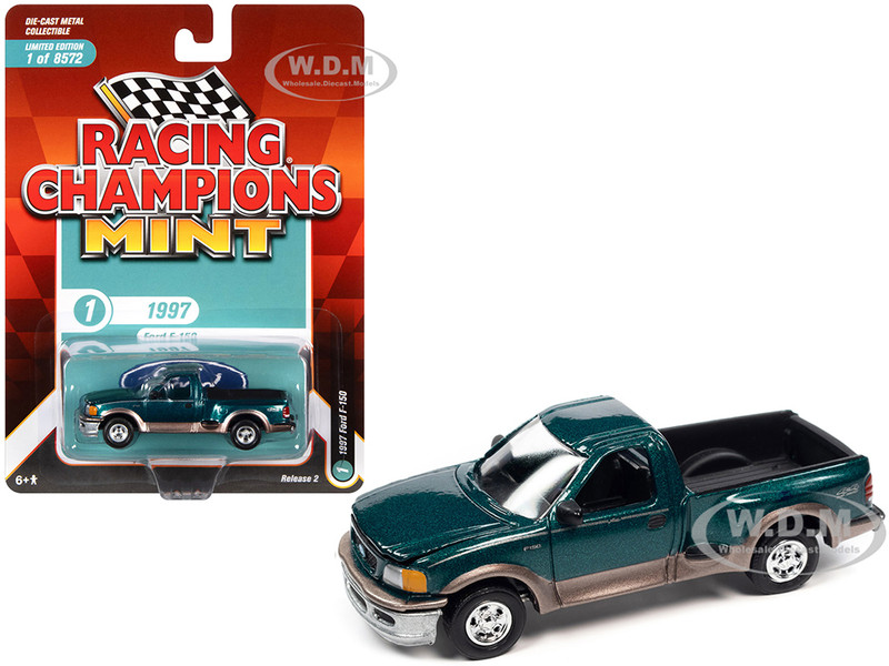 1997 Ford F-150 Pickup Truck Green Metallic Beige Racing Champions Mint 2022 Release 2 Limited Edition 8572 pieces Worldwide 1/64 Diecast Model Car Racing Champions RC015-RCSP022