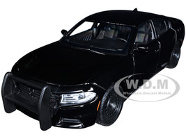 2016 Dodge Charger Pursuit Police Interceptor Black Unmarked Police Pursuit Series 1/24 Diecast Model Car Welly 24079P-WBK