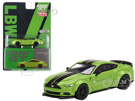 Ford Mustang LB-WORKS Grabber Lime Green Black Stripes Imagine All The People Living Life In Peace Limited Edition 3000 pieces Worldwide 1/64 Diecast Model Car True Scale Miniatures MGT00426