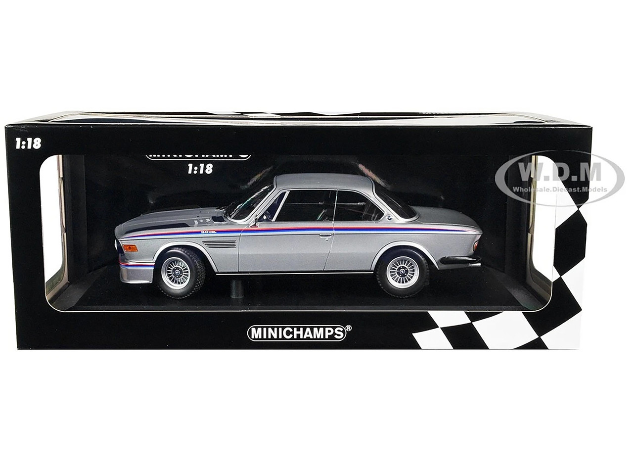 1973 BMW 3.0 CSL Silver Metallic Red Blue Stripes Limited