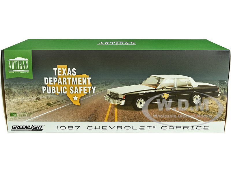 1987 Chevrolet Caprice Police Black and White Texas Department of Public  Safety State Trooper Artisan Collection 1/18 Diecast Model Car Greenlight  19127