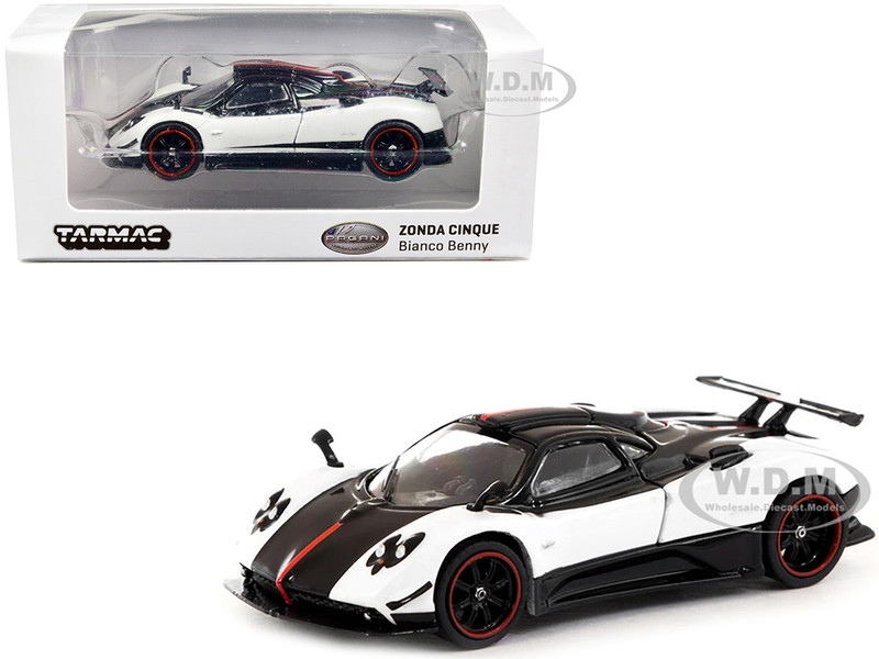 Pagani Zonda Cinque Bianco Benny White Black Global64 Series 1/64 Diecast Model Car Tarmac Works T64G-TL021-WH