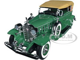 1932 Cadillac V16 Sport Phaeton Dark Green Light Brown Top 1/18 Diecast Model Car Auto World AW314