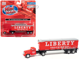 1941-1946 Chevrolet Truck Trailer Set Liberty Trucking Co. Red 1/87 HO Scale Model Classic Metal Works 31204