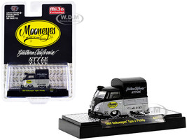 1960 Volkswagen Type 2 Pickup Truck Canvas Cover Mooneyes Southern California Style Black Gray Limited Edition 6050 pieces Worldwide 1/64 Diecast Model Car M2 Machines 31500-MJS51