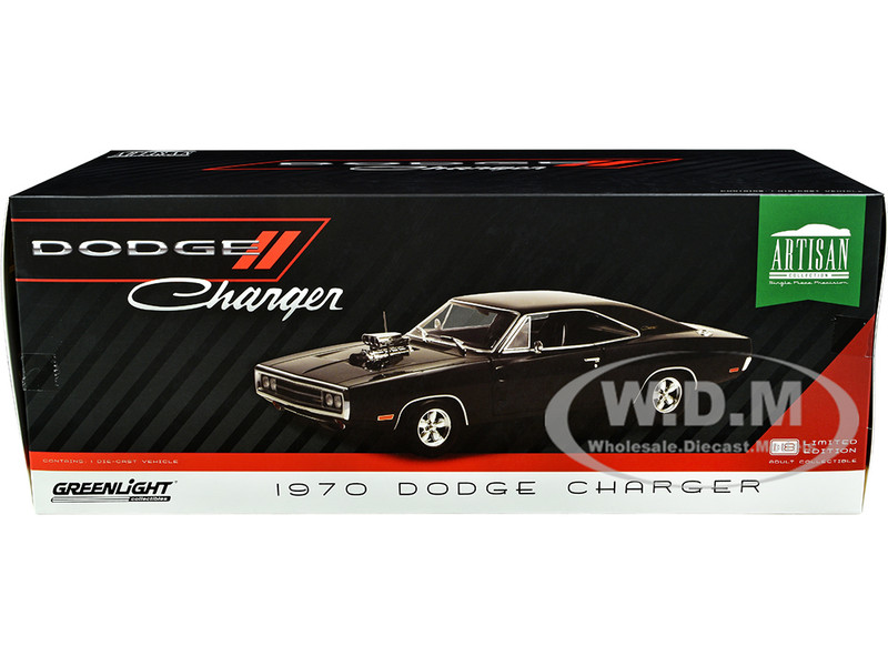 1970 DODGE CHARGER W/BLOWN ENGINE BLACK 1/18 DIECAST MODEL BY