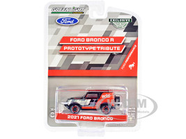 2021 Ford Bronco Ford Performance Ford Bronco R Prototype Tribute Edition Black Orange Graphics Roof Rack Hobby Exclusive Series 1/64 Diecast Model Car Greenlight 30349