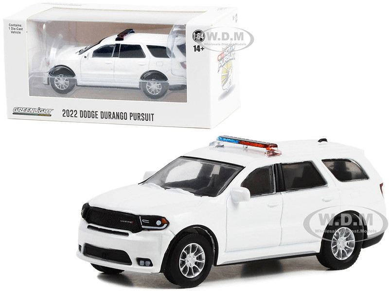 2022 Dodge Durango Pursuit Police Car White Light Bar Hot Pursuit Hobby Exclusive Series 1/64 Diecast Model Car Greenlight 43003