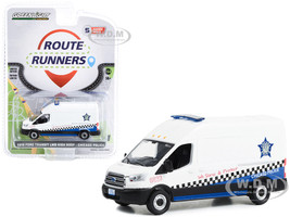 2019 Ford Transit LWB High Roof Van Chicago Police We Serve & Protect White Blue Route Runners Series 5 1/64 Diecast Model Car Greenlight 53050B