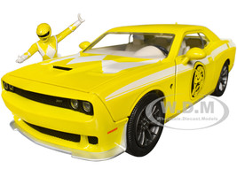 2015 Dodge Challenger SRT Hellcat Yellow Graphics Yellow Ranger Diecast Figure Power Rangers Hollywood Rides Series 1/24 Diecast Model Car Jada 34392