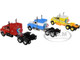 Mack R Sleeper Trio Set of 3 Truck Tractors in Red Blue and Yellow 1/64 Diecast Models DCP/First Gear 60-1250
