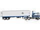 Kenworth K100 COE Flat Top with Vintage Air Foil and 40 Vintage Refrigerated Trailer Blue and White Shaffer Trucking 1/64 Diecast Model DCP/First Gear 60-1629