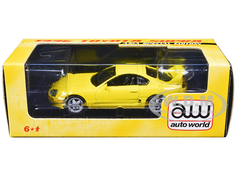 1996 Toyota Supra Yellow Asia Special Edition 1/64 Diecast Model Car Auto World CP8002