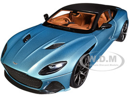 Aston Martin DBS Superleggera RHD Right Hand Drive Caribbean Pearl Blue Carbon Top 1/18 Model Car Autoart 70299