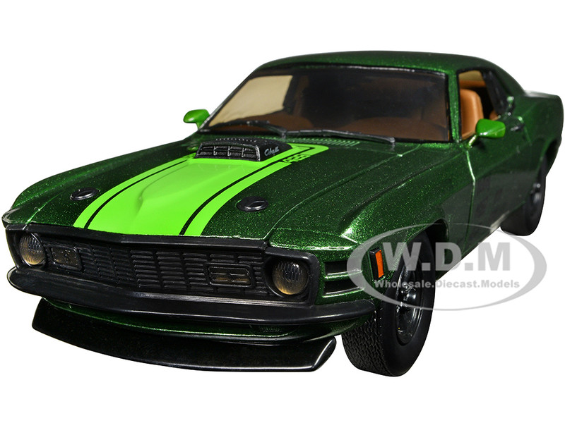 1970 Ford Mustang Mach 1 428 Green Metallic with Light Green Hood Limited Edition to 6550 pieces Worldwide 1/24 Diecast Model Car M2 Machines 40300-100A