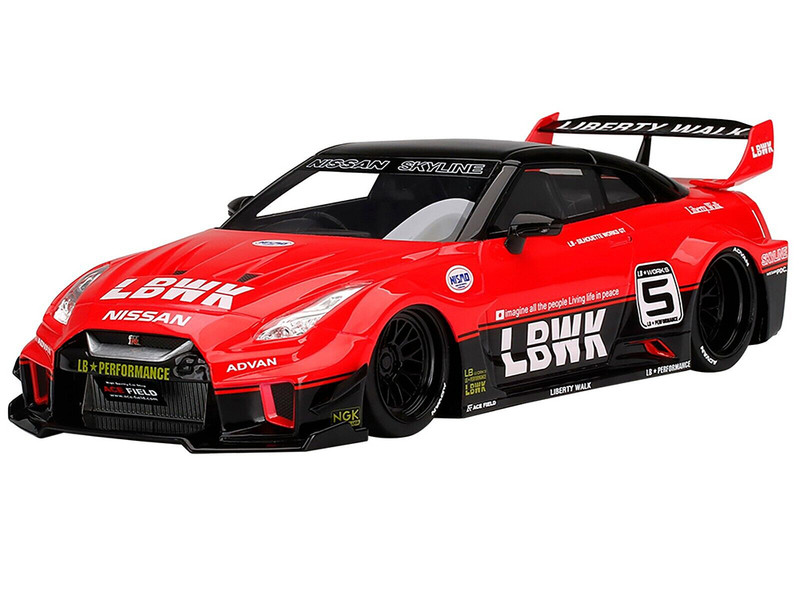 Nissan 35GT RR Ver 1 LB Silhouette Works GT #5 RHD Right Hand Drive LBWK Red and Black 1/18 Model Car Top Speed TS0354