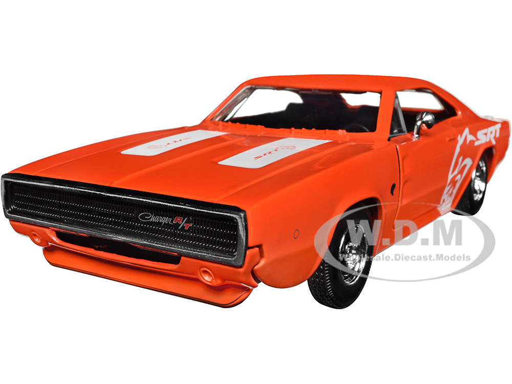 1968 Dodge Charger R/T SRT Orange with White Stripes and Graphics