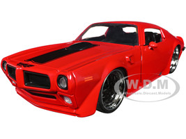1972 Pontiac Firebird Red with Black Hood Stripe Bigtime Muscle Series 1/24 Diecast Model Car Jada 99582