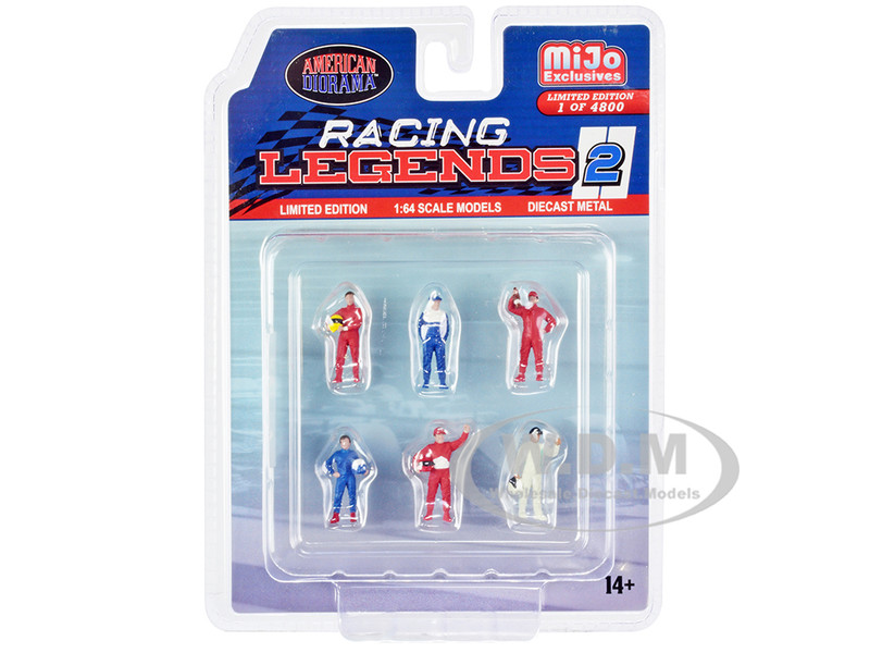 Racing Legends 2 6 piece Diecast Set 6 Driver Figures Limited Edition to 4800 pieces Worldwide 1/64 Scale Models American Diorama AD-76511MJ