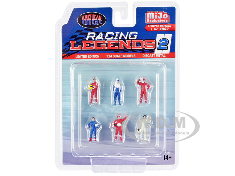 Racing Legends 2 6 piece Diecast Set 6 Driver Figures Limited Edition to 4800 pieces Worldwide 1/64 Scale Models American Diorama AD-76511MJ