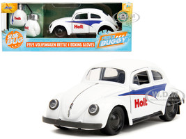 1959 Volkswagen Beetle Holt White with Blue Graphics and Boxing Gloves Accessory Punch Buggy Series 1/32 Diecast Model Car Jada 34237