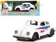 1959 Volkswagen Beetle Holt White with Blue Graphics and Boxing Gloves Accessory Punch Buggy Series 1/32 Diecast Model Car Jada 34237
