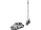 1959 Volkswagen Beetle Gray Metallic with Silver Flames and Boxing Gloves Accessory Punch Buggy Series 1/32 Diecast Model Car Jada JA34235