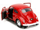 1959 Volkswagen Beetle Red with White Graphics and Boxing Gloves Accessory Punch Buggy Series 1/32 Diecast Model Car Jada 34236