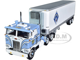 Peterbilt 352 COE 86 Sleeper and 40 Vintage Refrigerated Trailer Refrigerated Transport Co Light Blue and White Fallen Flag Series 1/64 Diecast Model DCP/First Gear 60-1427
