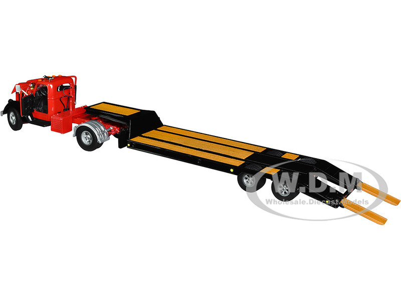 International KB 8 Truck with Lowboy Trailer Red and Black 1