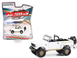 1970 International Harvester Scout Off Road Version White with Gold Stripes and Wheels All Terrain Series 15 1/64 Diecast Model Car Greenlight 35270B