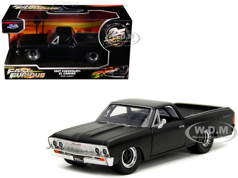 1967 Chevrolet El Camino Matt Black Fast & Furious Series 1/32 Diecast Model Car Jada 34414