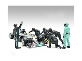Formula One F1 Pit Crew 7 Figure Set Team Black Release III for 1/43 Scale Models American Diorama 38389
