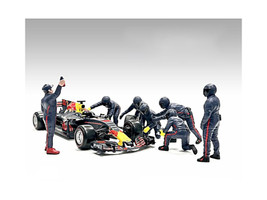 Formula One F1 Pit Crew 7 Figure Set Team Blue Release III for 1/43 Scale Models American Diorama 38390