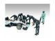 Formula One F1 Pit Crew 7 Figure Set Team Black Release III for 1/18 Scale Models American Diorama 76557
