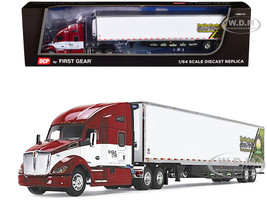 Kenworth T680 with 78 High Roof Sleeper and 53 Ribbed Utility Refrigerated Trailer Eagle Eye Produce Red and White 1/64 Diecast Model DCP/First Gear 60-1637