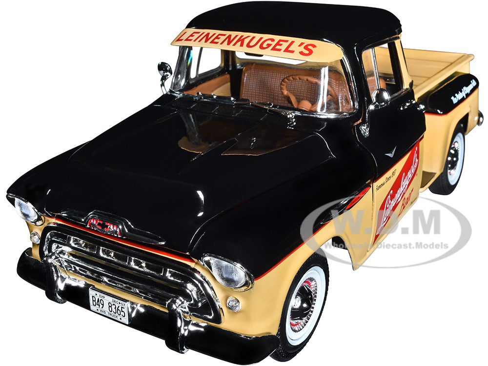 ミニカー　1/18 1957 シェビー 3100 ステップサイド ピックアップ Leinenkugle’s Beer(ブラック×タン) [AW311] ミニカー 1/18 1957 シボレー 3100 ステップサイドトラック 黒
