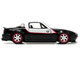 1990 Mazda Miata Black and White with Graphics and Ghost Spider Diecast Figure Spider Man Marvel Series 1/32 Diecast Model Car Jada 33662