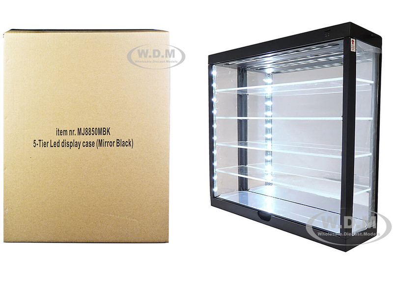 Showcase Wall Mount 5 Tier Display Case with Mirror Back Panel Mijo Exclusives for 1/64-1/43 Scale Models MJ8850MBK