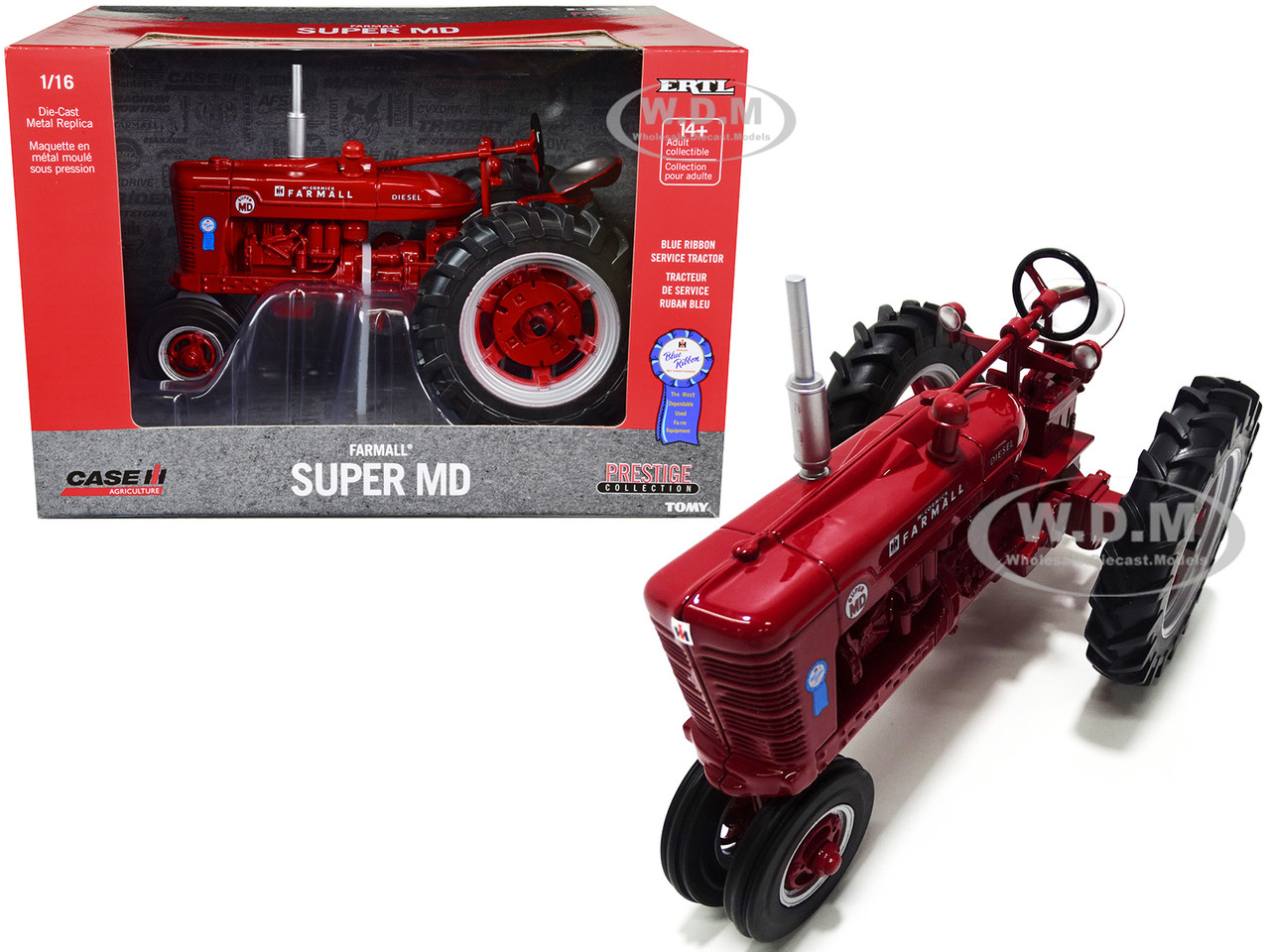 Farmall Super MD Narrow Front Tractor Red Blue Ribbon Reconditioned Case IH  Agriculture Series 1/16