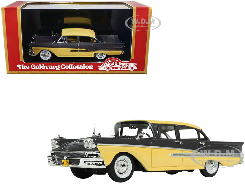 1958 Ford Fairlane 4 Door Gunmetal Gray Pastel Yellow Limited Edition 240 pieces Worldwide 1/43 Model Car Goldvarg Collection GC-026A