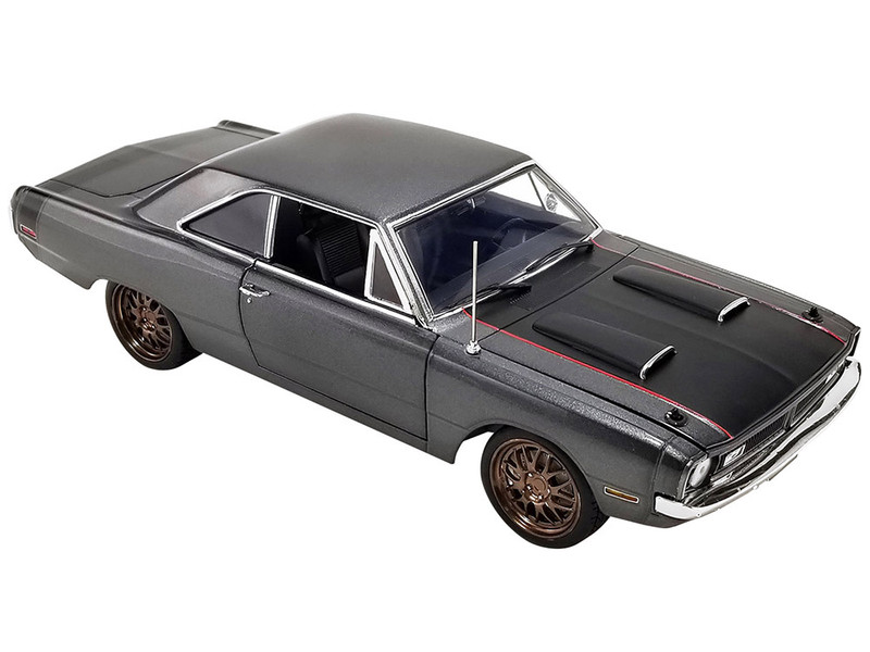 1970 Dodge Dart Street Fighter Bullseye Dark Gray Metallic with Black Hood and Tail Stripe Limited Edition to 264 pieces Worldwide 1/18 Diecast Model Car ACME A1806408