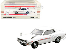 Toyota Celica 1600GT TA22 RHD Right Hand Drive White with Red Stripes 1/64 Diecast Model Car Inno Models IN64-1600GT-WHI