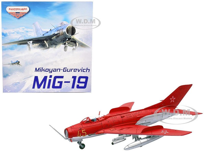 Mikoyan Gurevich MiG 19S Farmer C Fighter Aircraft Yellow 45 VVS Display Team Soviet Air Force Kubinka Air Base 1960 Wing Series 1/72 Diecast Model Panzerkampf 14642PA